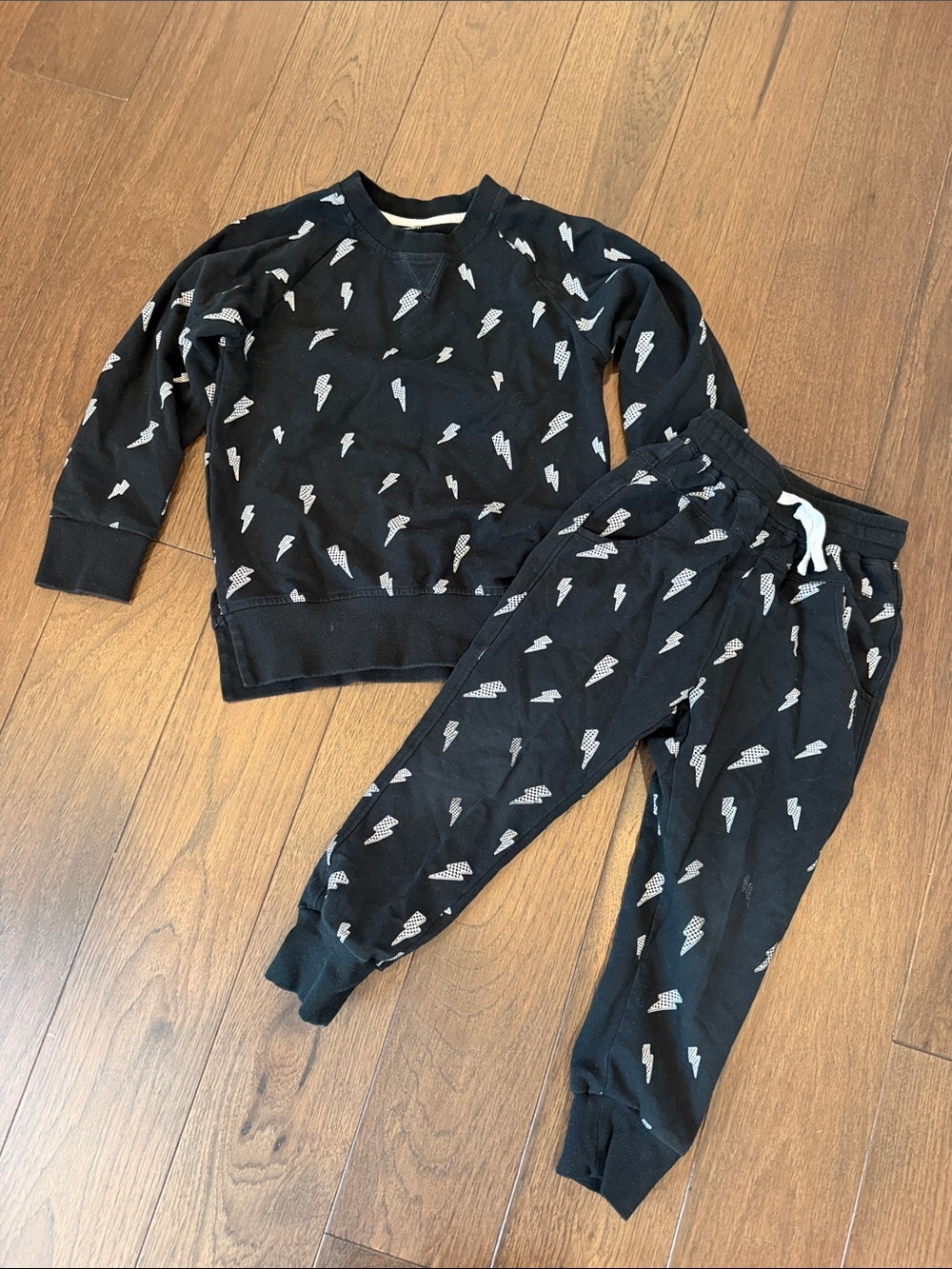 Little Bipsy Black Lightning Bolt Kids Matching Set Size 5-6T - C39-194